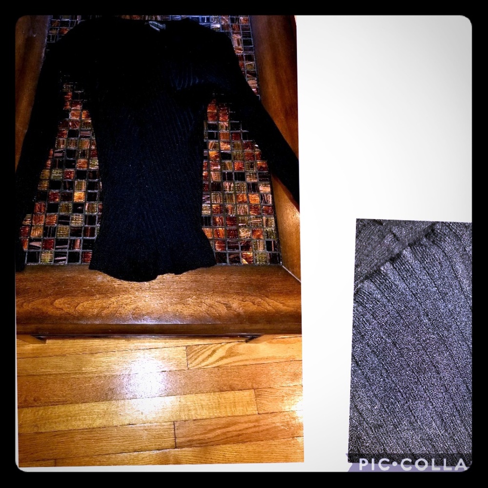INC Form Fitting Black Ribbed Sweater